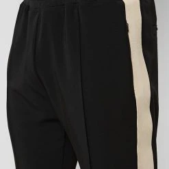 Man Tracksuit Bottoms Viscose Track Pants With Stripe - Black / Off White