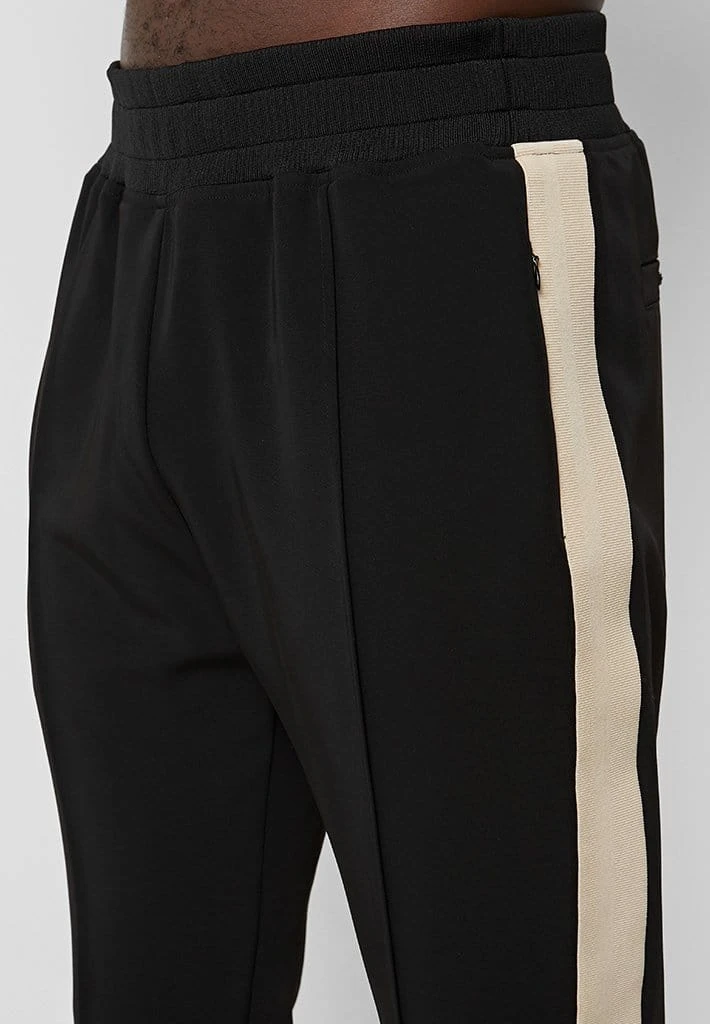 Man Tracksuit Bottoms Viscose Track Pants With Stripe - Black / Off White
