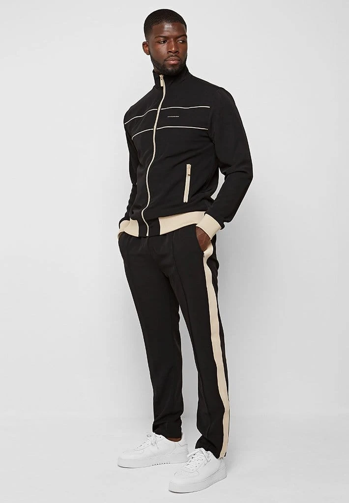Man Tracksuit Bottoms Viscose Track Pants With Stripe - Black / Off White