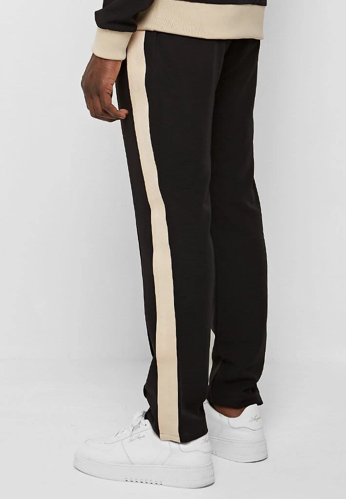 Man Tracksuit Bottoms Viscose Track Pants With Stripe - Black / Off White