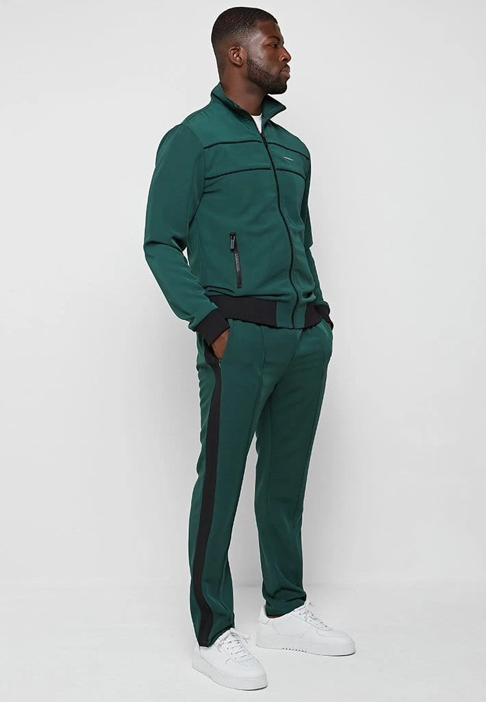 Man Tracksuit Bottoms TRACKSUITS Viscose Track Pants With Stripe - Emerald Green / Black