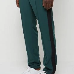 Man Tracksuit Bottoms TRACKSUITS Viscose Track Pants With Stripe - Emerald Green / Black