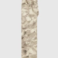 Woman Trousers Wide Leg Camo Cargo Pants - Beige