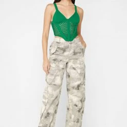 Woman Trousers CARGO PANTS & JOGGERS Wide Leg Camo Cargo Pants - Grey