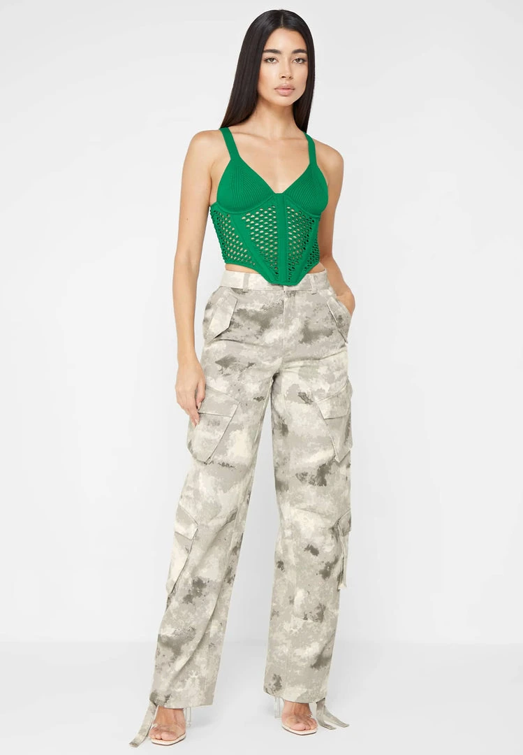 Woman Trousers CARGO PANTS & JOGGERS Wide Leg Camo Cargo Pants - Grey