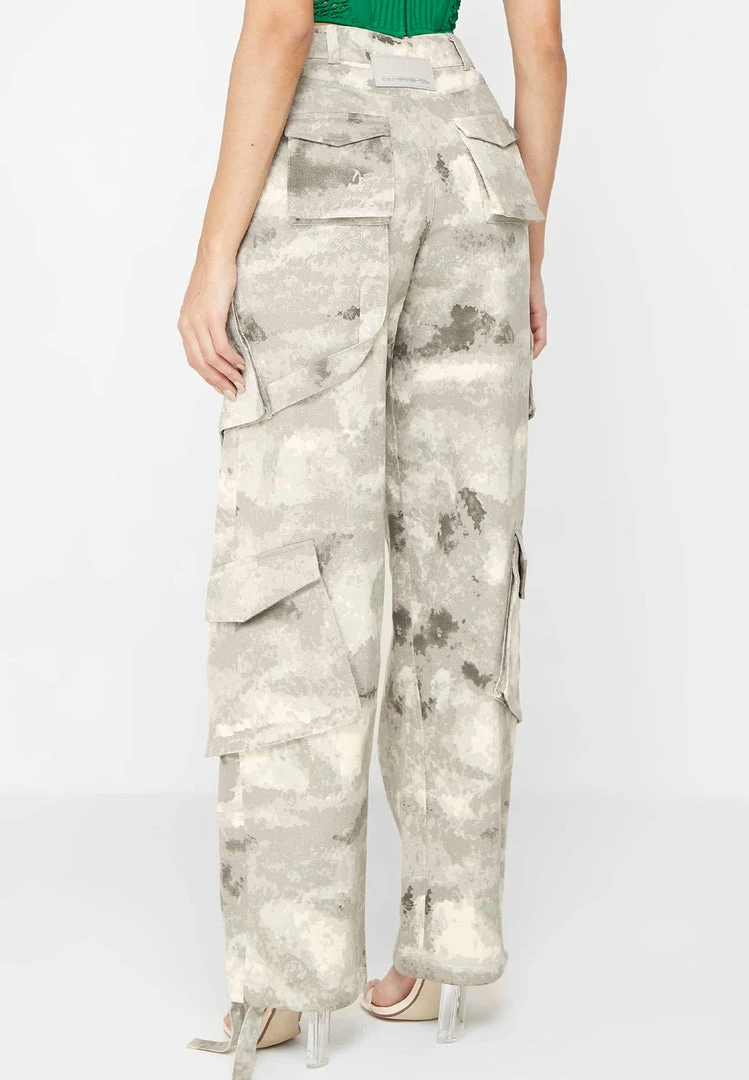 Woman Trousers CARGO PANTS & JOGGERS Wide Leg Camo Cargo Pants - Grey