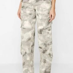 Woman Trousers CARGO PANTS & JOGGERS Wide Leg Camo Cargo Pants - Grey