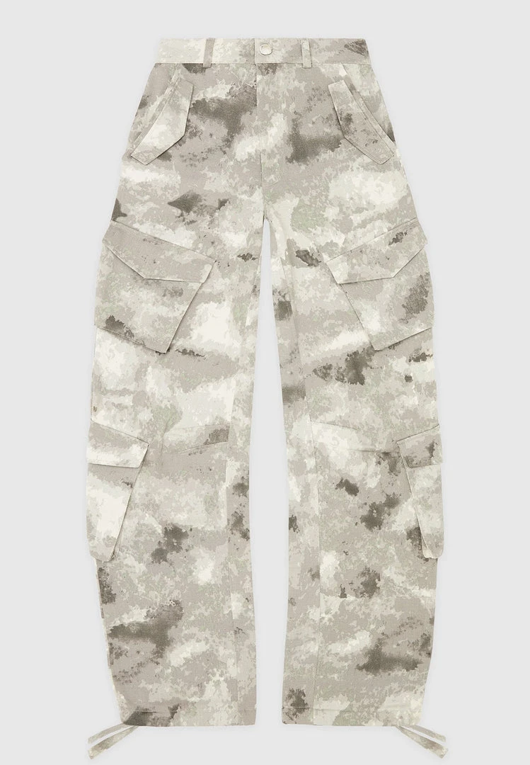 Woman Trousers CARGO PANTS & JOGGERS Wide Leg Camo Cargo Pants - Grey