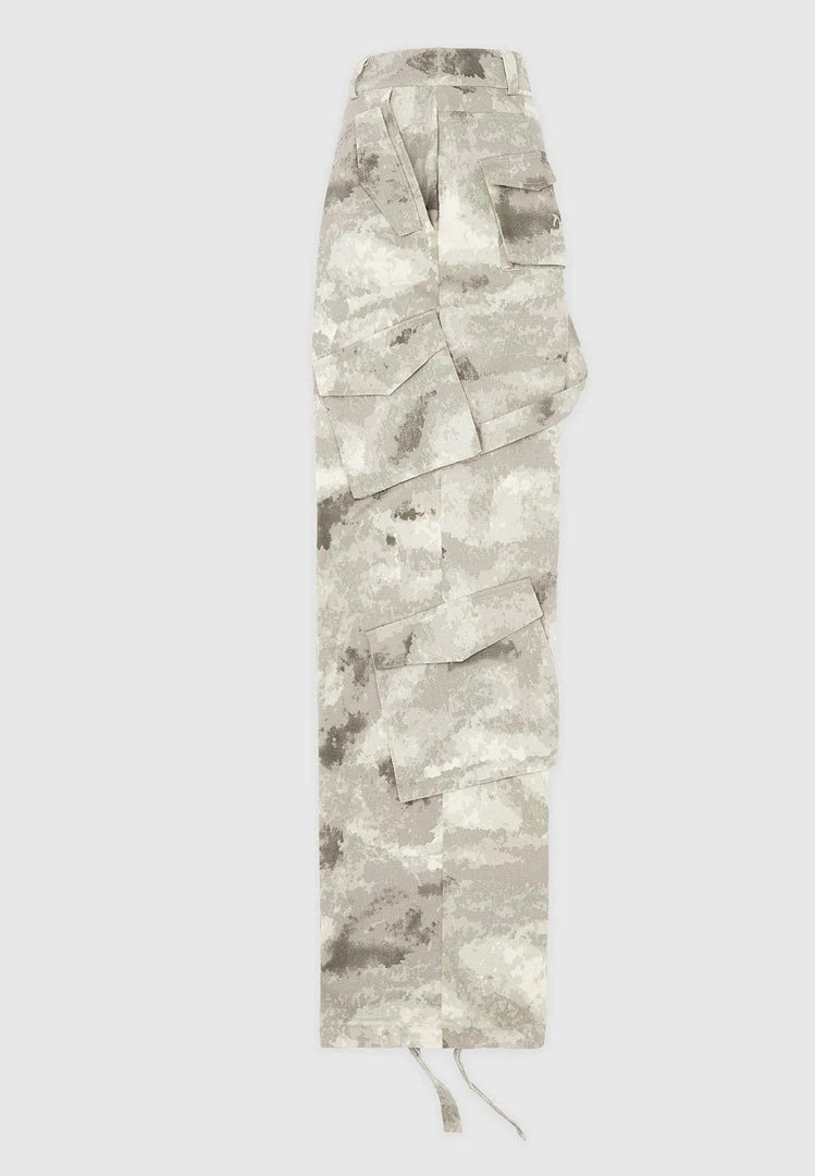 Woman Trousers CARGO PANTS & JOGGERS Wide Leg Camo Cargo Pants - Grey