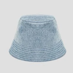 Woman Accessories Denim & Organza Bucket Hat - Mid Blue