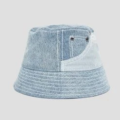 Woman Accessories Denim & Organza Bucket Hat - Mid Blue