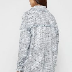 Woman Shirts Oversized Boucle Shirt - Blue