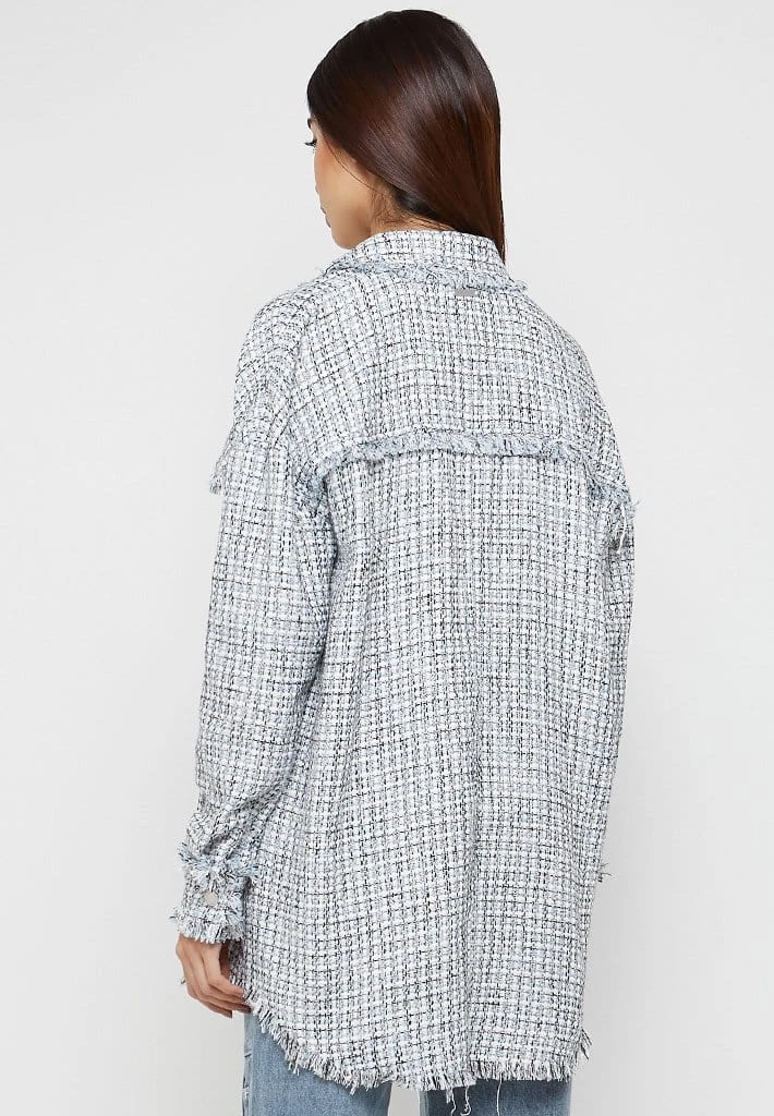 Woman Shirts Oversized Boucle Shirt - Blue