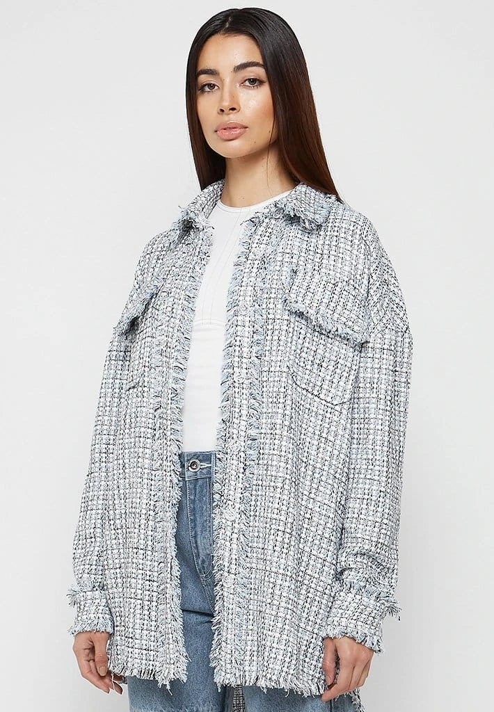 Woman Shirts Oversized Boucle Shirt - Blue