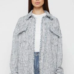 Woman Shirts Oversized Boucle Shirt - Blue